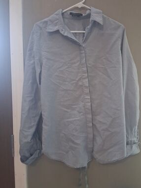 BCBGMaxAria Linen Blend Casual Long Sleeve Button Down Size Small